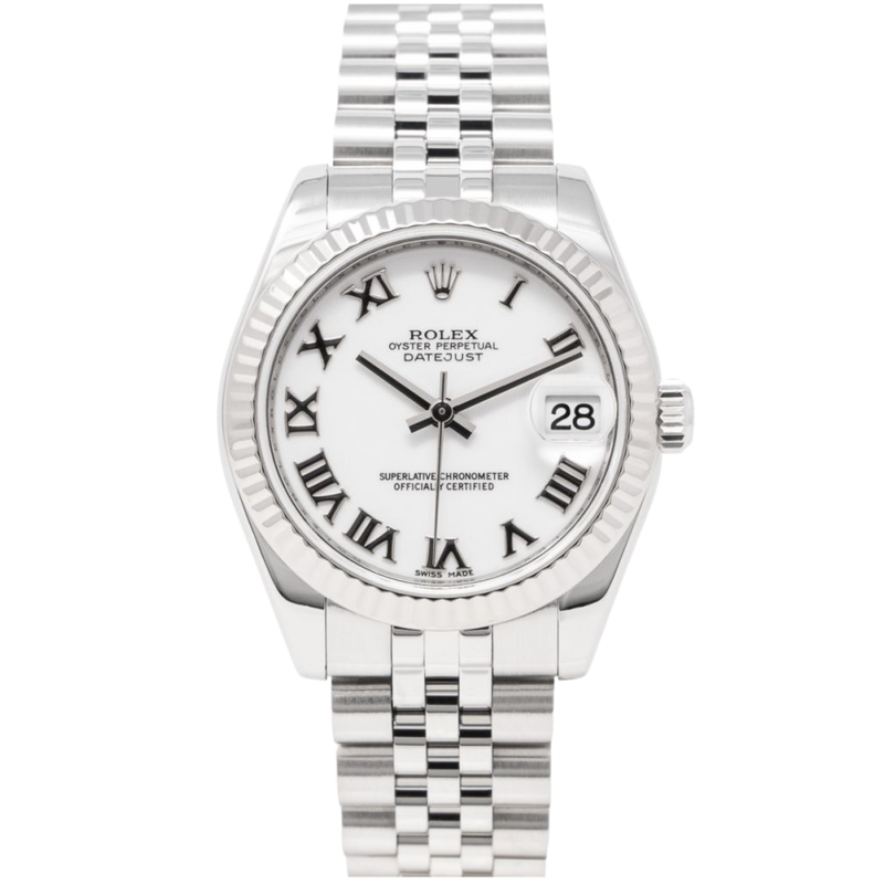Rolex Datejust Ref. 178274 31MM Stainless Steel White Roman Dial on Jubilee/Fluted Bezel - Rolex