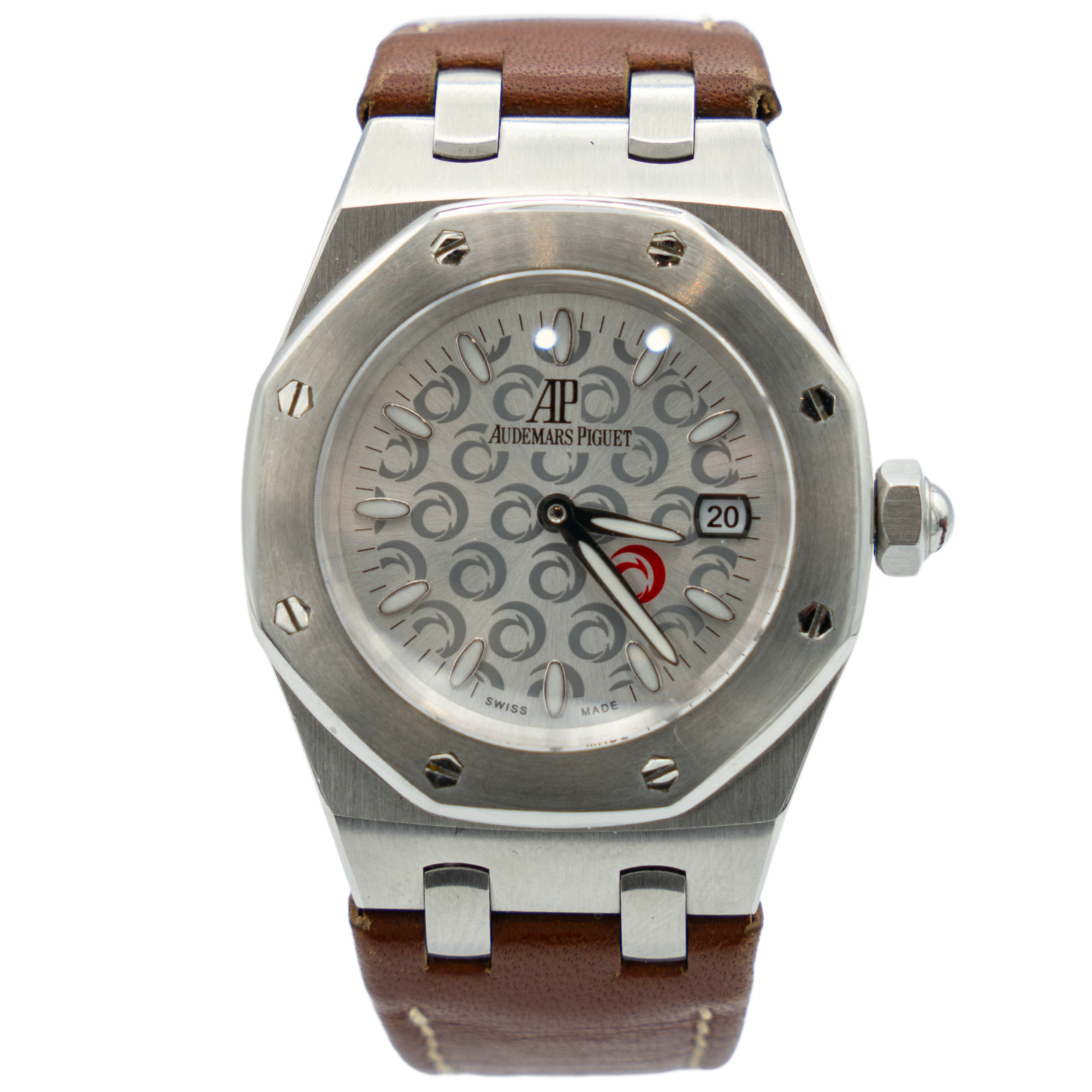 Audemars Piguet Royal Oak Ref. 67610ST.OO.D062CR.01 33MM Stainless Steel Alinghi White Dial on Brown Leather Strap - Audemars Piguet