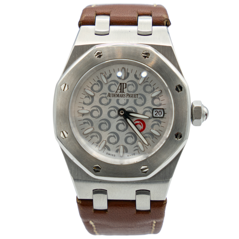 Audemars Piguet Royal Oak Ref. 67610ST.OO.D062CR.01 33MM Stainless Steel Alinghi White Dial on Brown Leather Strap - Audemars Piguet
