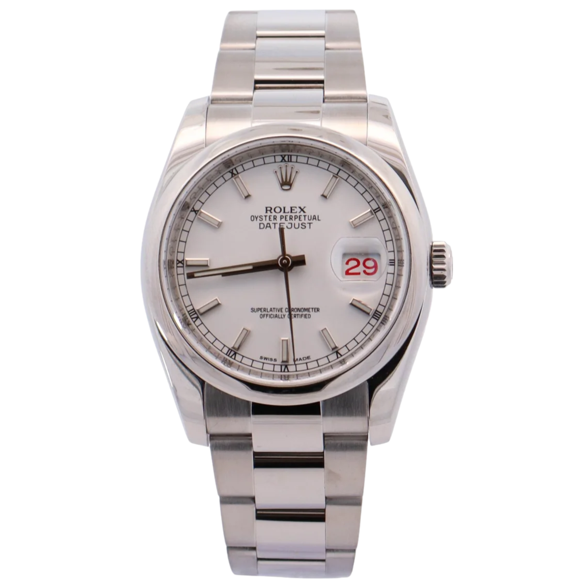 Rolex Datejust Ref. 116200 36MM Stainless Steel White Dial Smooth Bezel on Oyster - Rolex