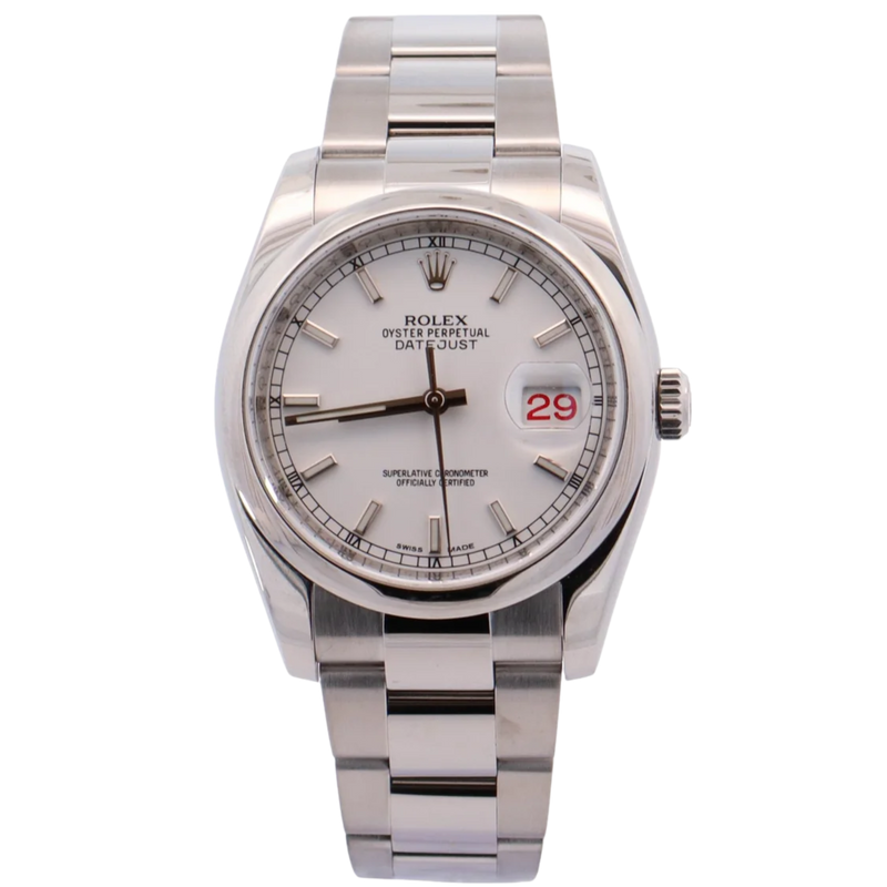 Rolex Datejust Ref. 116200 36MM Stainless Steel White Dial Smooth Bezel on Oyster - Rolex