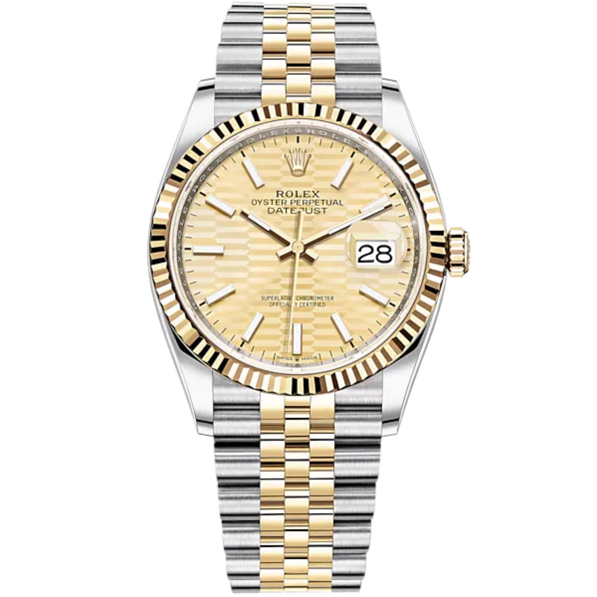 Datejust 36 36mm Oystersteel and Yellow Gold Jubilee Bracelet Golden Fluted Motif Dial Fluted Bezel - Rolex