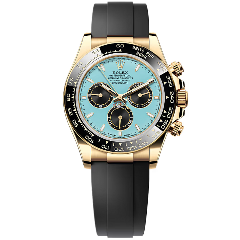 Rolex Daytona Ref. 126518LN Yellow Gold on Oysterflex Blue Dial Black Subdials - Rolex