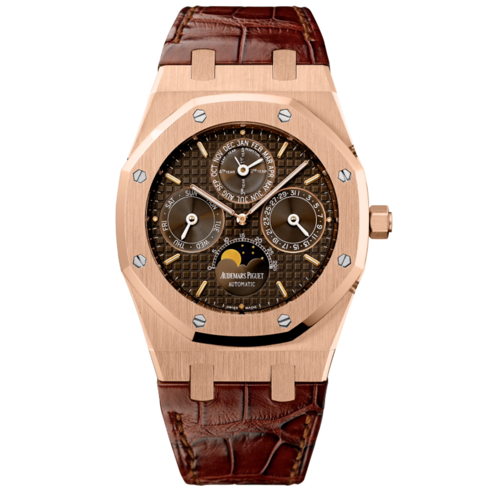 Audemars Piguet Royal Oak Ref. 26252OR.OO.D092CR.01 39MM Rose Gold Chocolate Dial Perpetual Calendar on Leather - Audemars Piguet