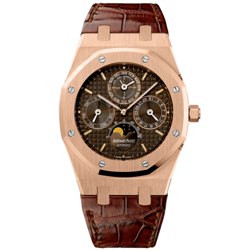 Audemars Piguet Royal Oak Ref. 26252OR.OO.D092CR.01 39MM Rose Gold Chocolate Dial Perpetual Calendar on Leather - Audemars Piguet