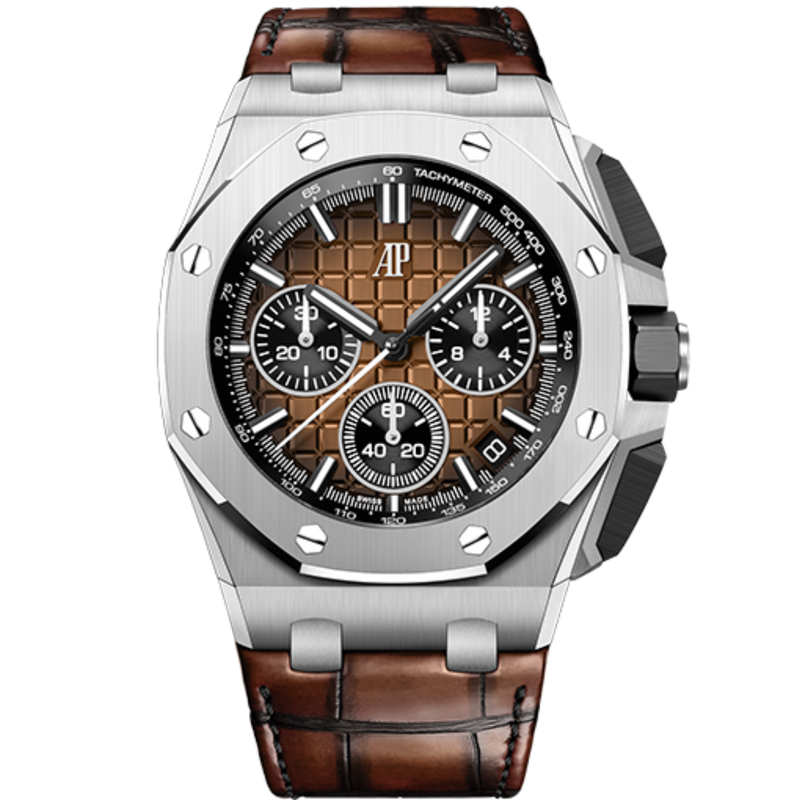 Audemars Piguet Royal Oak Offshore Ref. 26420ST.OO.A828CR.01 43MM Stainless Steel Chronograph Brown Dial Leather Strap - Audemars Piguet
