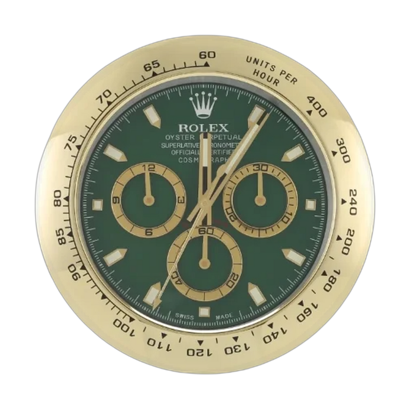 Daytrona Paul Newman Wall Clock _ Gold & Green