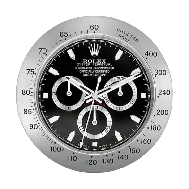Daytrona Paul Newman Wall Clock _ Silver & Black Style