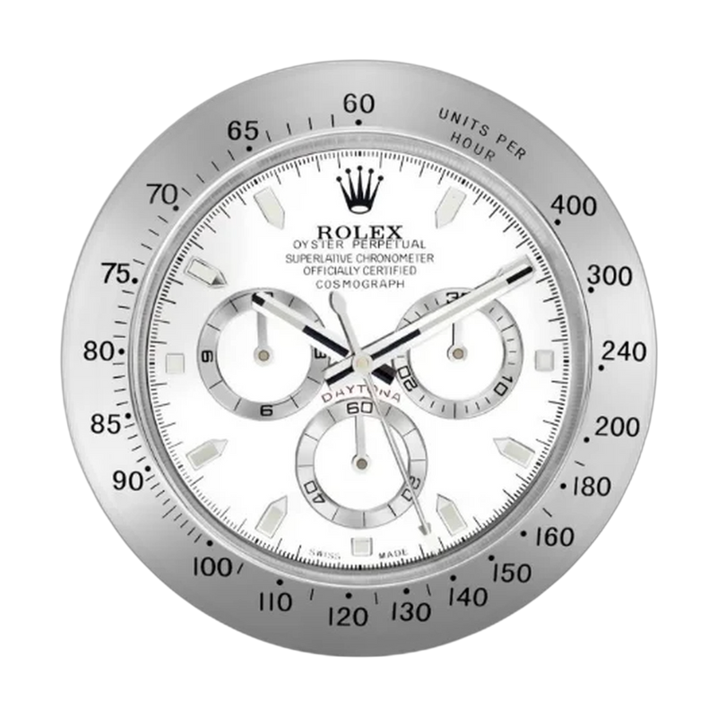 Daytrona Paul Newman Wall Clock _ Silver & White Style