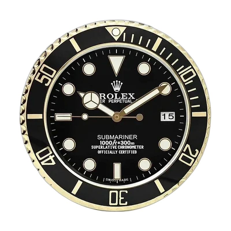 Submariner Wall Clock _ Black & Gold Style