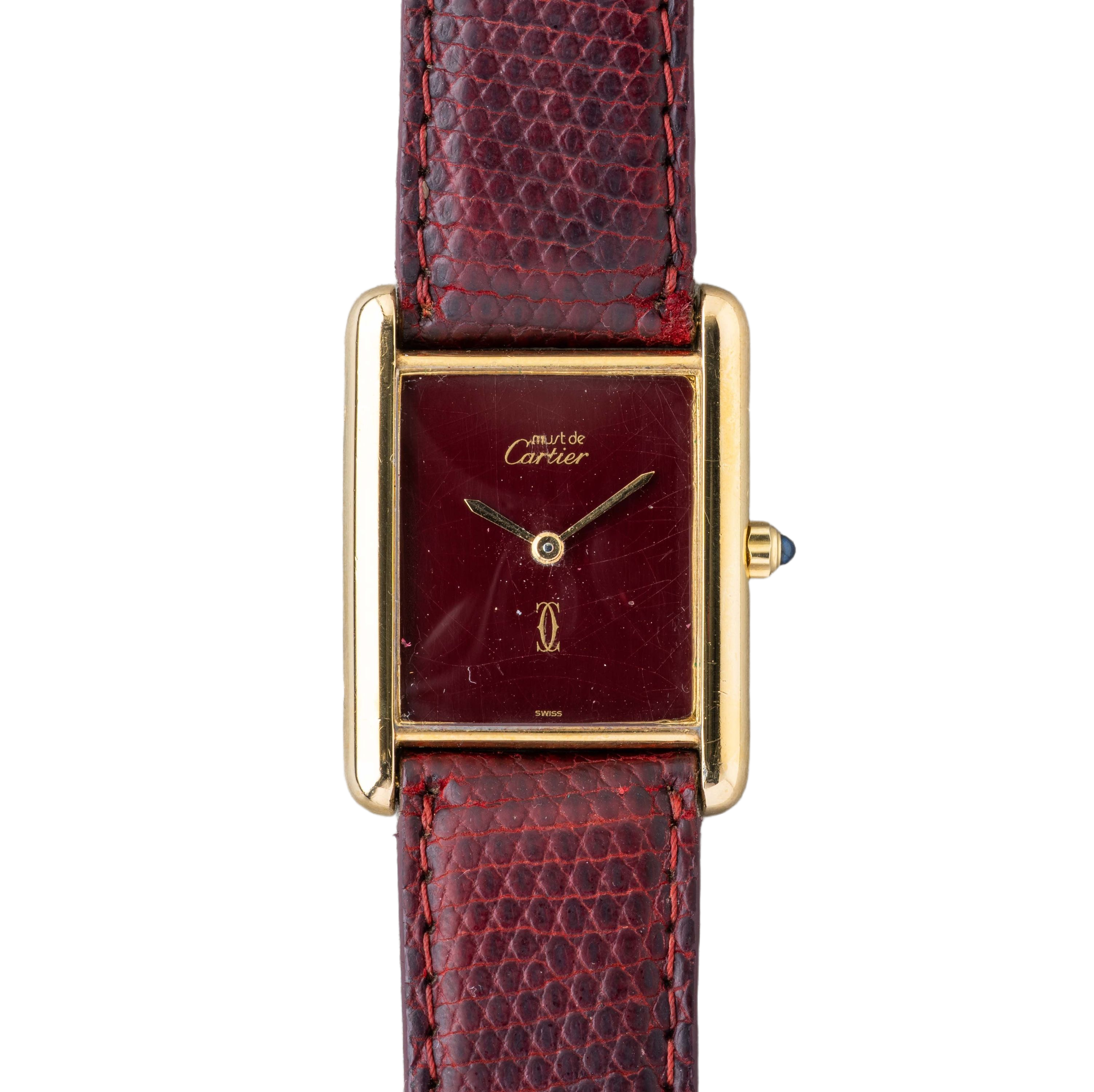 Cartier Tank Must Large Burgundy Dial Ref. 6 81006 1980s