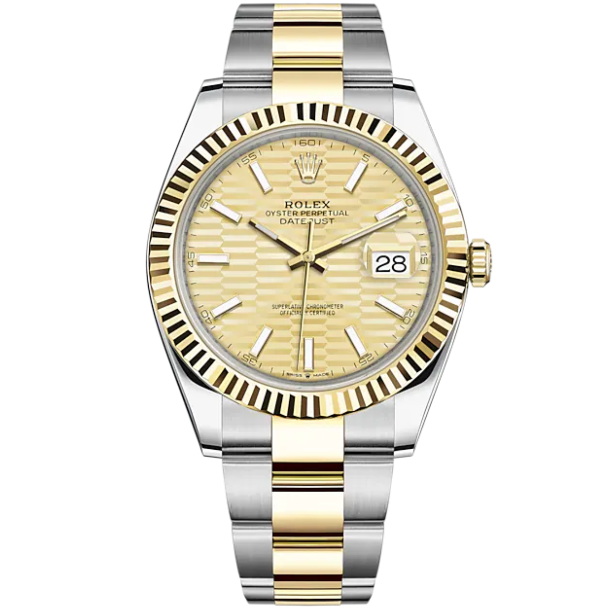 Datejust 41 41mm Oyster Bracelet Oystersteel and Yellow Gold with Golden Fluted-Motif Dial Fluted Bezel - Rolex
