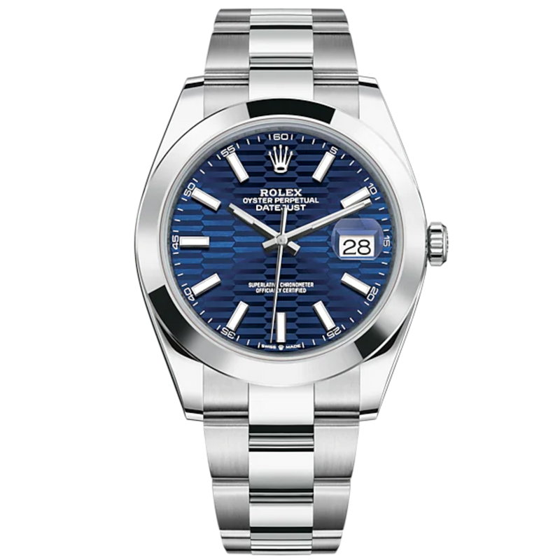 Datejust 41 41mm Oyster Bracelet Oystersteel with Bright Blue Fluted-Motif Dial Oystersteel Bezel - Rolex