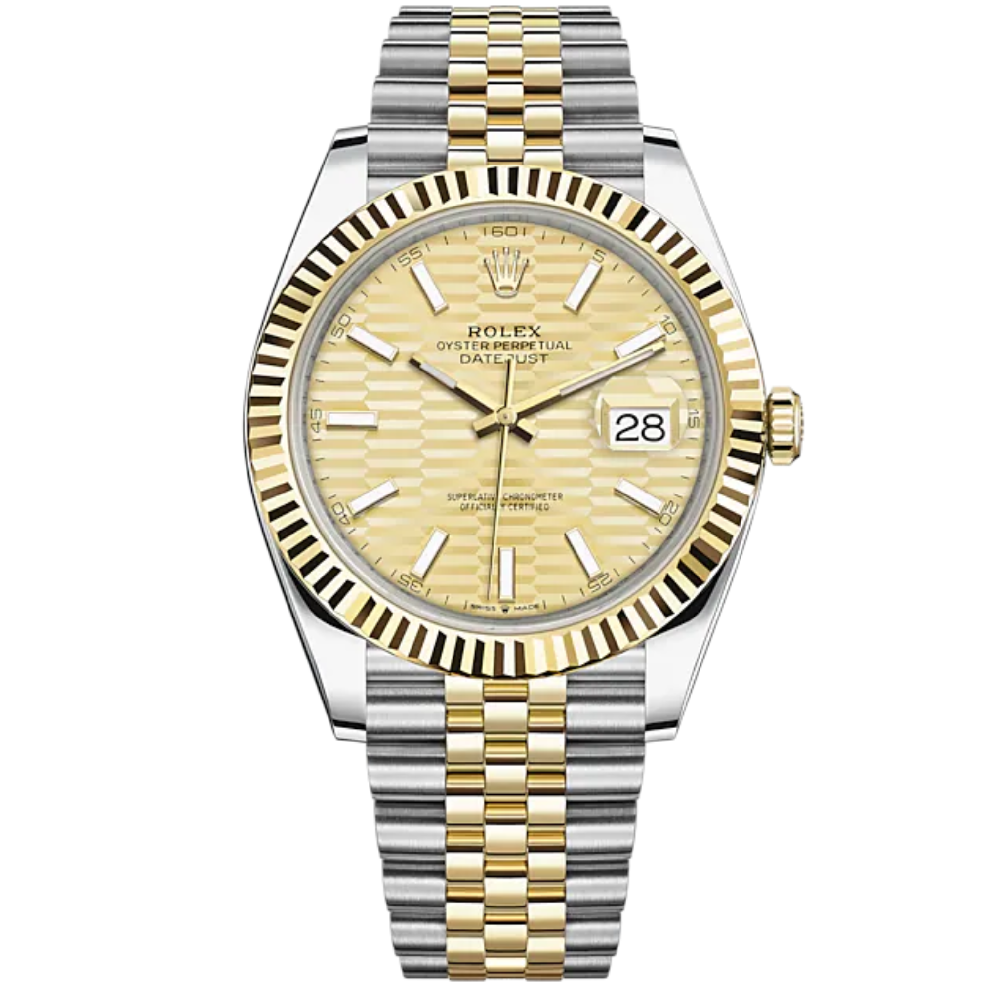 Datejust 41 41mm Jubilee Bracelet Oystersteel and Yellow Gold with Golden Fluted-Motif Dial Fluted Bezel - Rolex