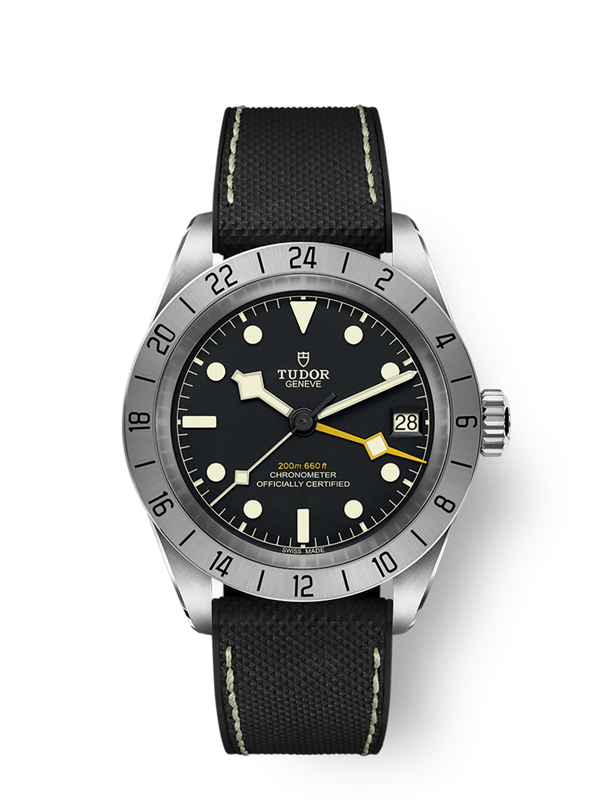 Tudor Black Bay Pro 39mm steel case Hybrid rubber and leather strap M79470-0003