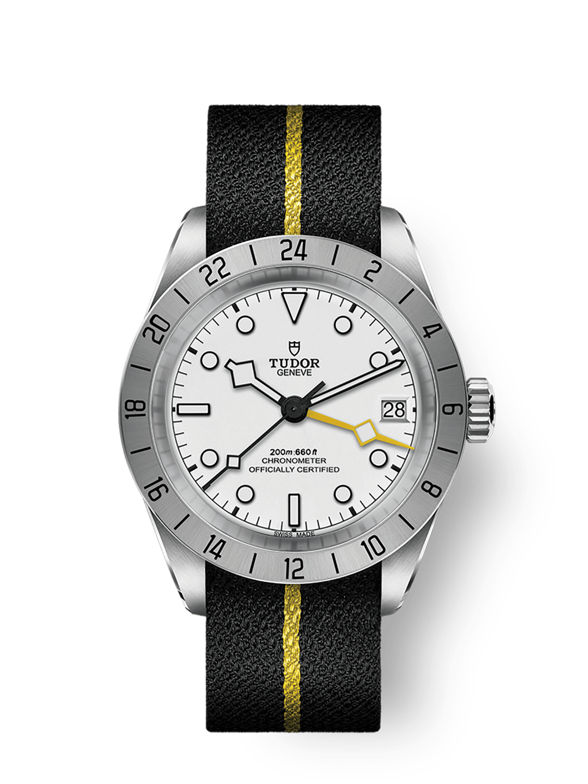 Tudor Black Bay Pro 39mm steel case Black fabric strap with yellow band M79470-0005