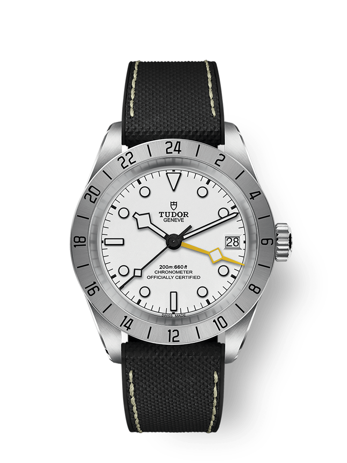 Tudor Black Bay Pro 39mm steel case Hybrid rubber and leather strap M79470-0006