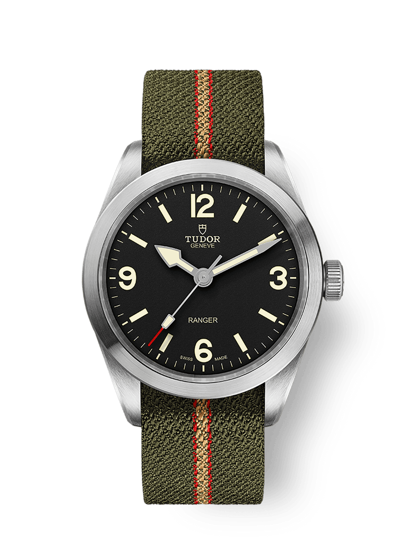 Tudor Ranger 39mm steel case Green, red and beige fabric strap M79950-0003